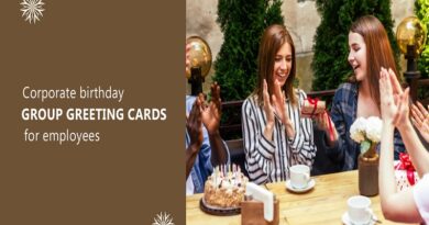 Corporate birthday group greeting card for employees