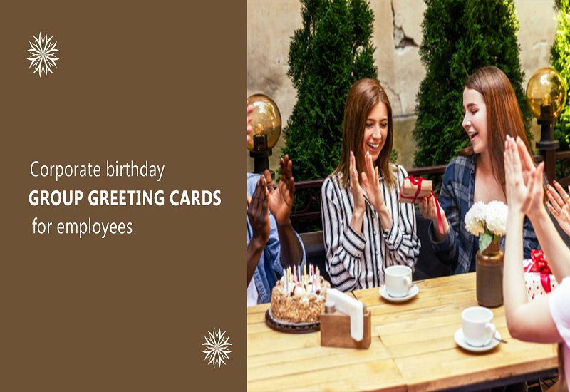 Corporate birthday group greeting card for employees
